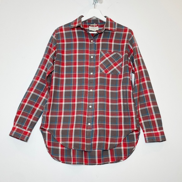 Denim and Supply Ralph Lauren - red/grey/blue button down flannel shirt, size M - Picture 1 of 13